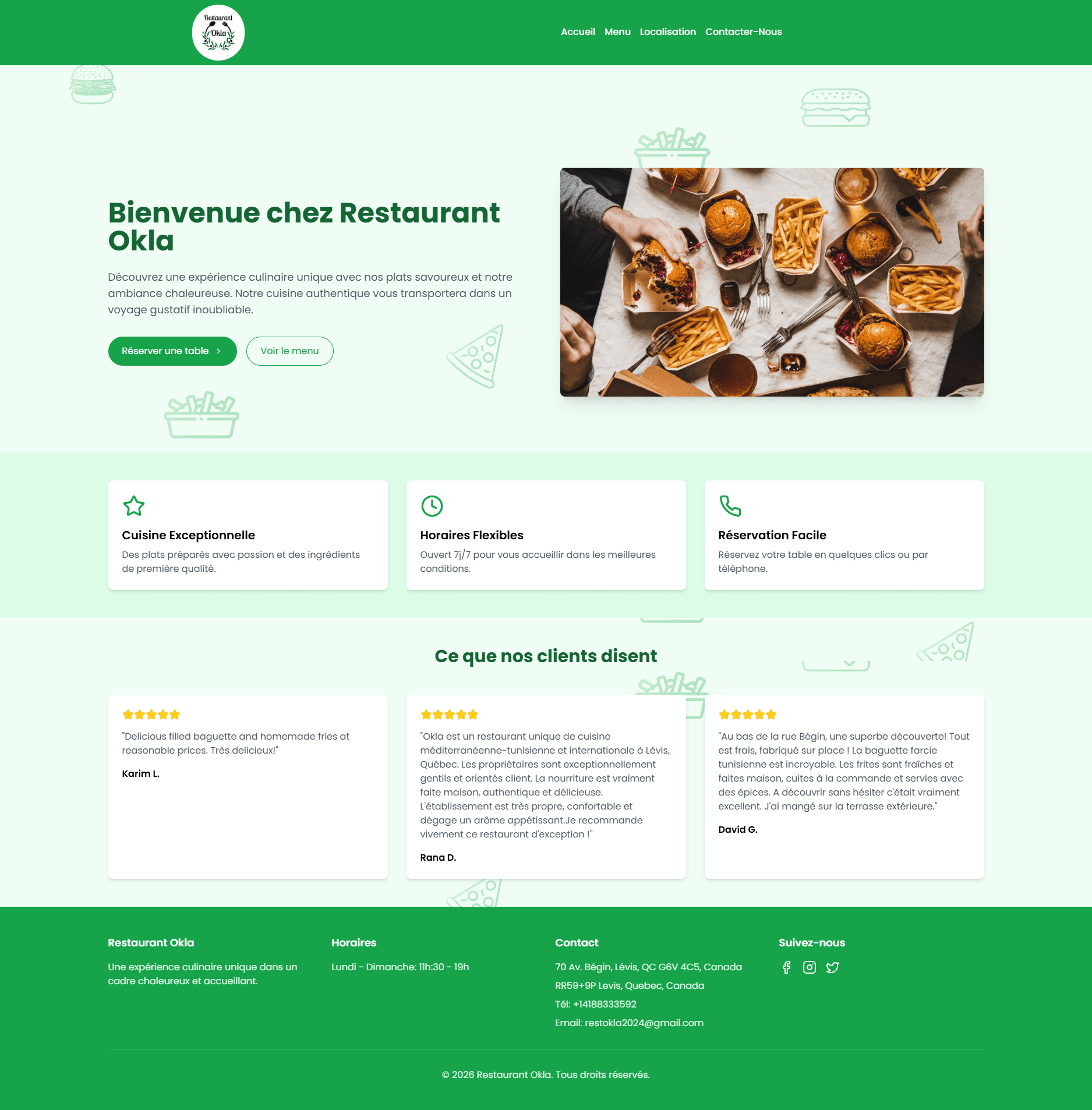 Screenshot of Okla Restaurant